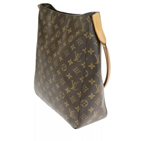 LOUIS VUITTON Logo Looping GM Shoulder Bag Monogram Leather Brown M51145 89FA801 - Picture 4 of 16